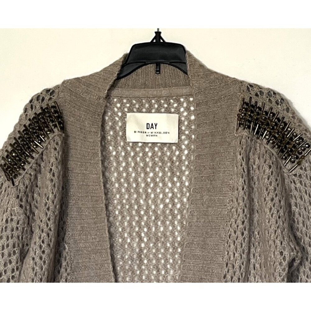 DAY Birger et Mikkelsen Taupe Wool Mohair Blend Long Sweater Cardigan - Picture 10 of 12